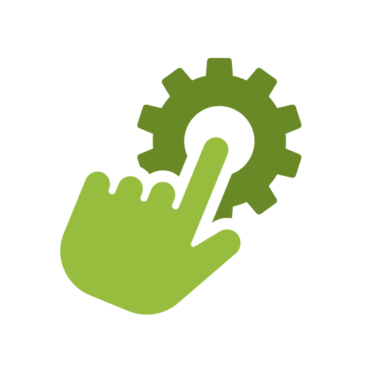 Icon of a hand tapping a gear