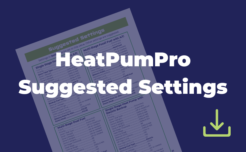 HeatPumPro Suggested Settings
