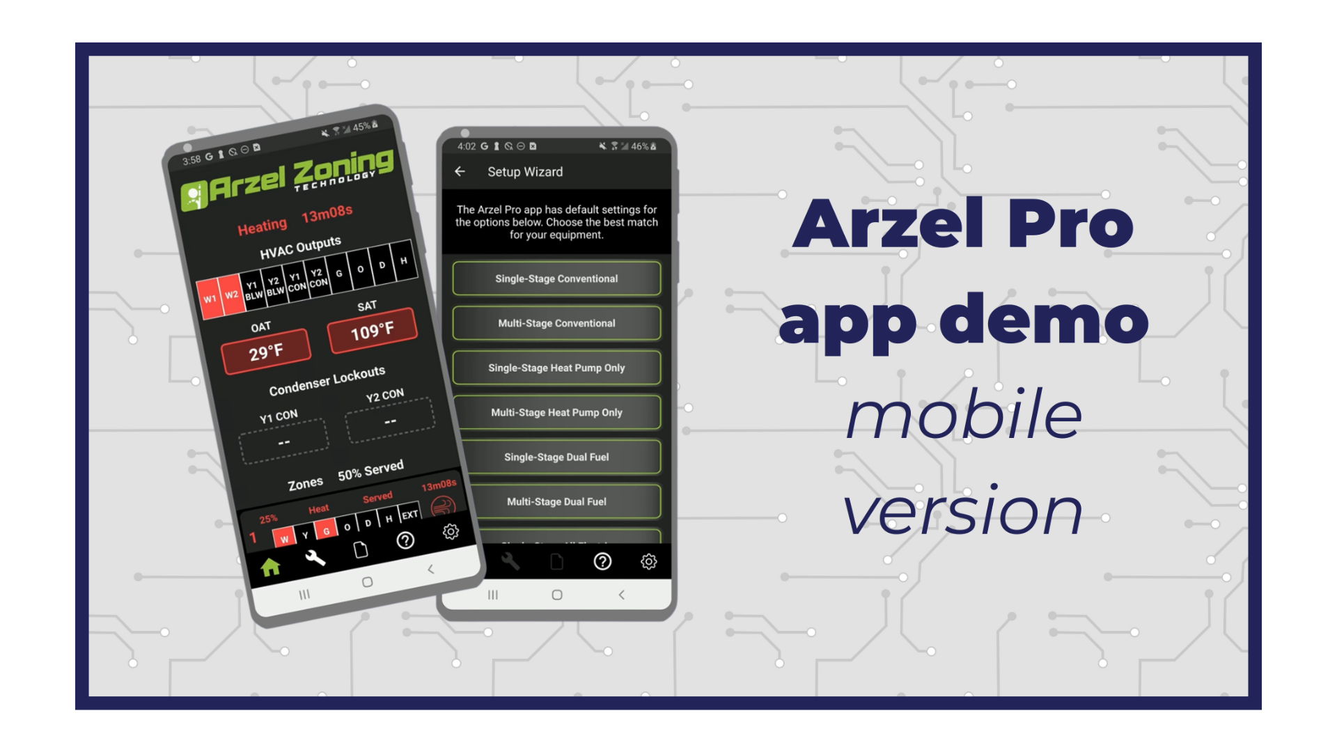 Arzel Pro app demo - mobile version